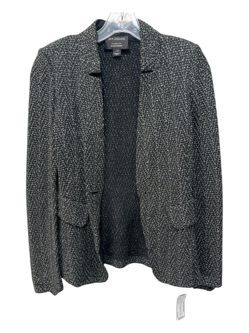 St John Size 0 Black, White, Gray Rayon Blend Long Sleeve Blazer Cardigan Black, White, Gray / 0