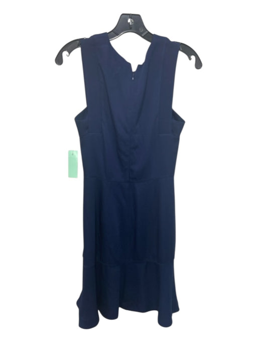 Reiss Size 2 Navy Blue Viscose Blend Knee Length Back Zip Flounce Hem Dress Navy Blue / 2