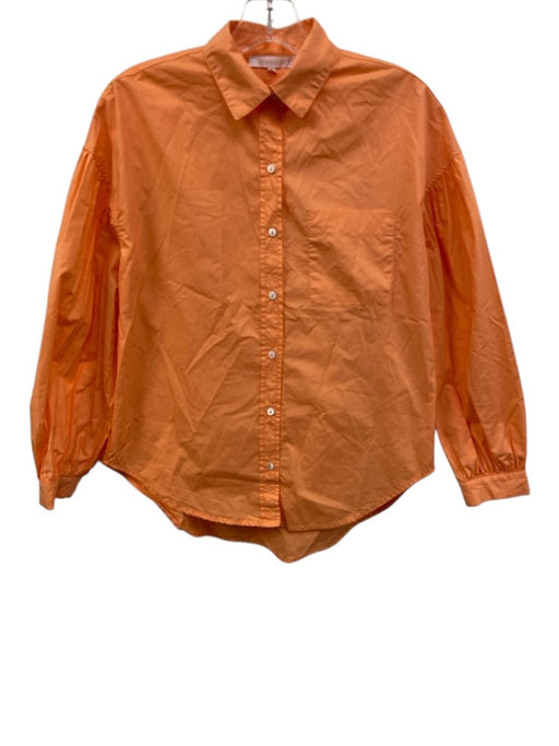 Olivaceous Size S Orange Cotton Collar Neck Button Down Balloon Long Sleeve Top Orange / S