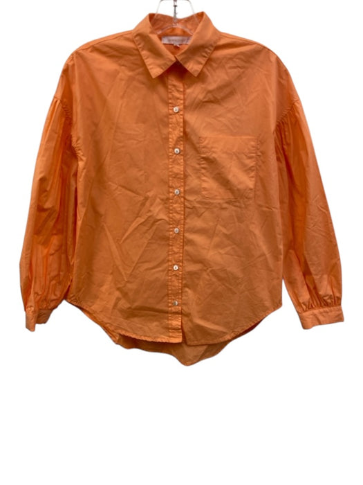 Olivaceous Size S Orange Cotton Collar Neck Button Down Balloon Long Sleeve Top Orange / S