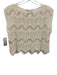 Alice & Olivia Size S White Polyester Sleeveless Knit Lace Detail Raw Hem Top White / S