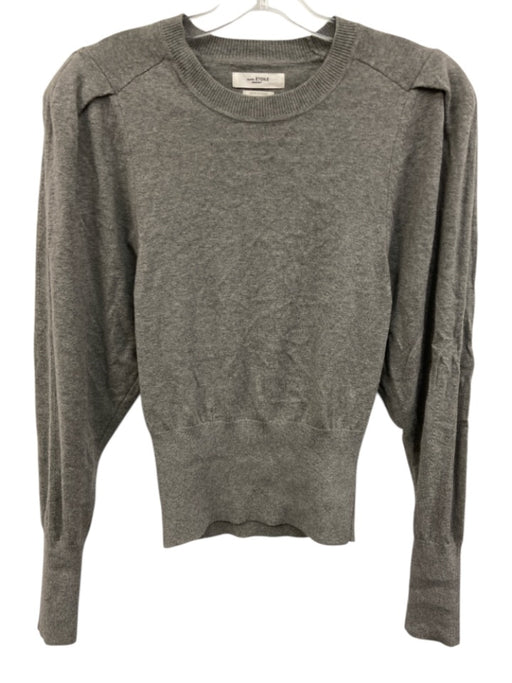 Isabel Marant Size 34/S Gray Cotton Blend Padded Shoulder Knit Elastic Waist Top Gray / 34/S