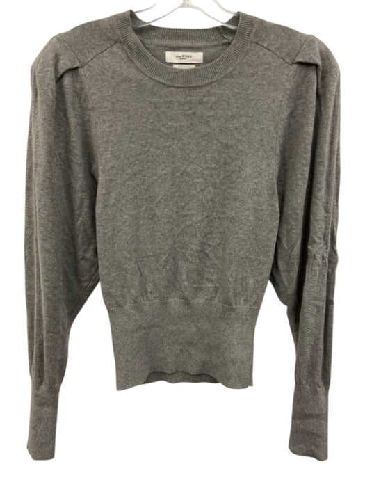 Isabel Marant Size 34/S Gray Cotton Blend Padded Shoulder Knit Elastic Waist Top Gray / 34/S