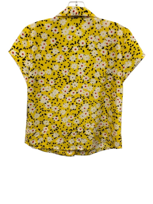 Musier Paris Size 36/S Yellow, White & Black Polyester Collar Neck Top Yellow, White & Black / 36/S