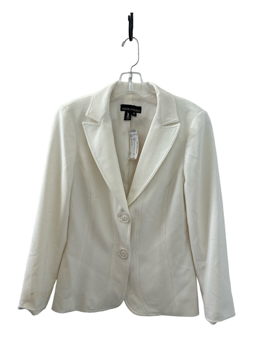 Peace Of Cloth Size 6 White Polyester Button Down Blazer Jacket White / 6