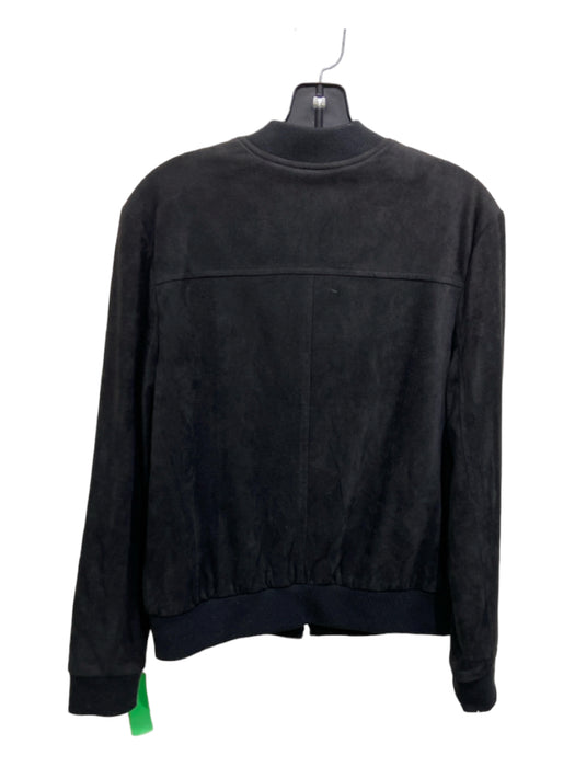 Cupcakes & Cashmere Size L Black Polyester Blend Zip Front Ribbed Detail Jacket Black / L