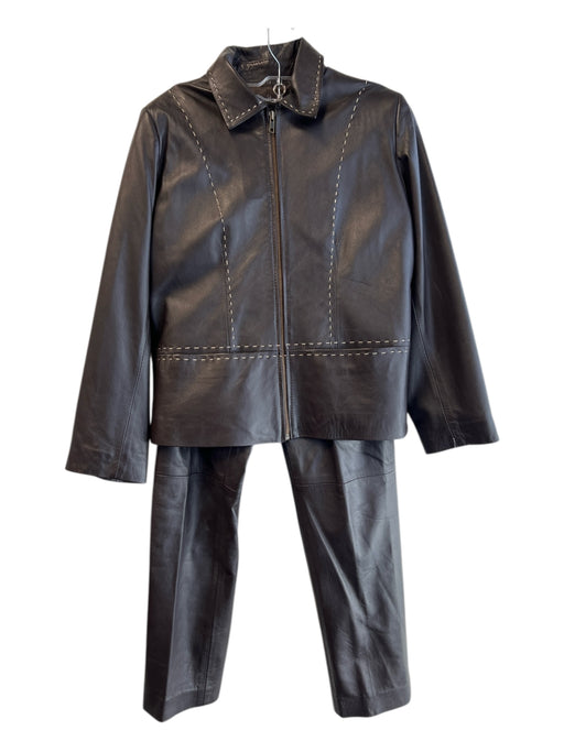 Bettina Rizzi Size Est M Brown No Fabric Tag Front Zip Rolled Collar Pant Set Brown / Est M