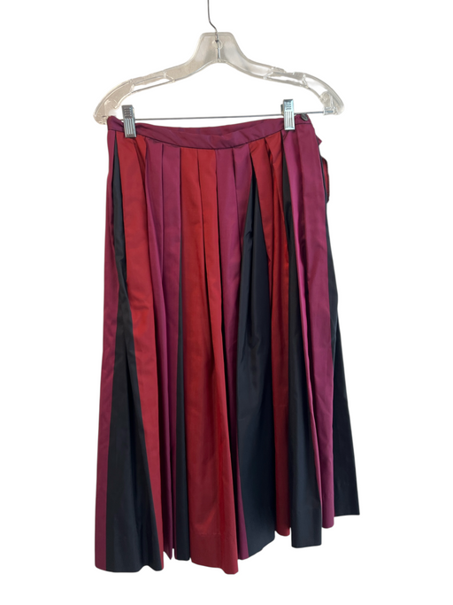 Perry Ellis Size 8 Maroon & purple Silk Maxi Striped Long Sleeve Skirt Set Maroon & purple / 8