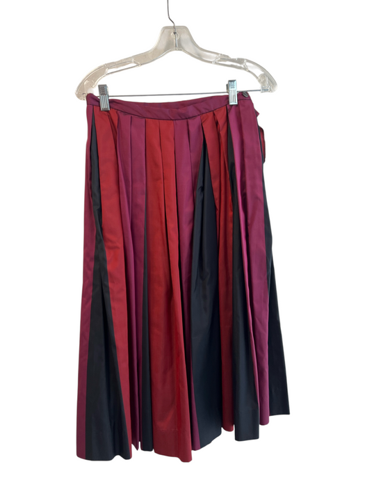 Perry Ellis Size 8 Maroon & purple Silk Maxi Striped Long Sleeve Skirt Set Maroon & purple / 8