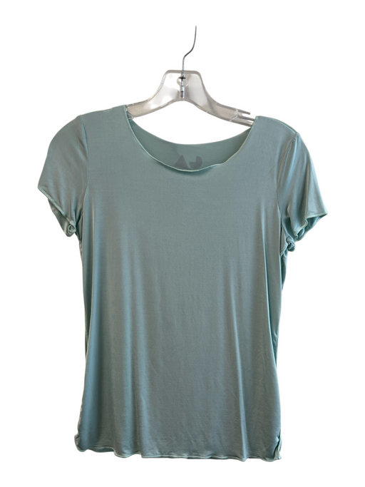 Georgio Armani Size 10 Green Rayon Blend Round Neck Short Sleeve Raw Hem Top Green / 10