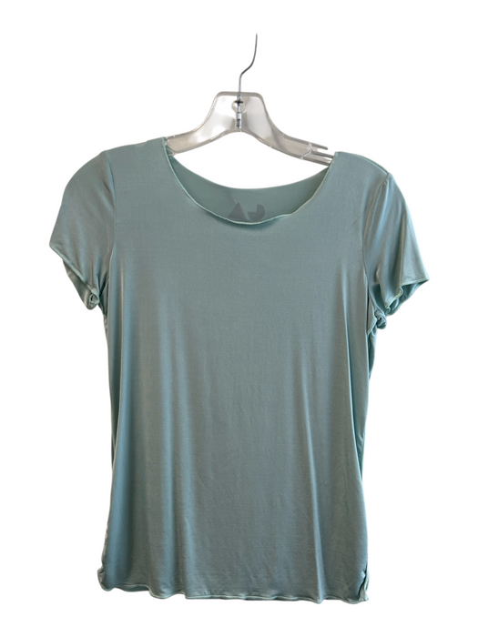 Georgio Armani Size 10 Green Rayon Blend Round Neck Short Sleeve Raw Hem Top Green / 10