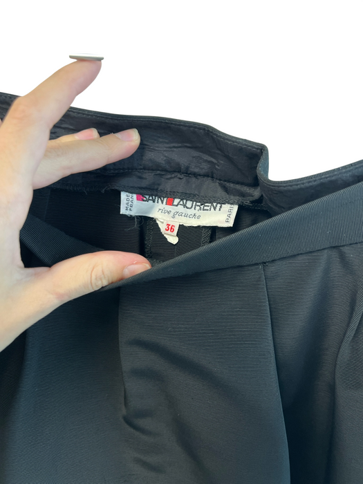 Saint Laurent Size 36 Black No Fabric Tag Side Zip Pleated Top Midi Skirt Black / 36