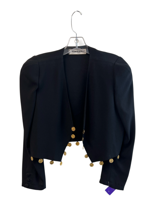Sonia Rykiel Size 40 Black Acetate & Viscose Long Sleeve Shoulder Pads Jacket Black / 40
