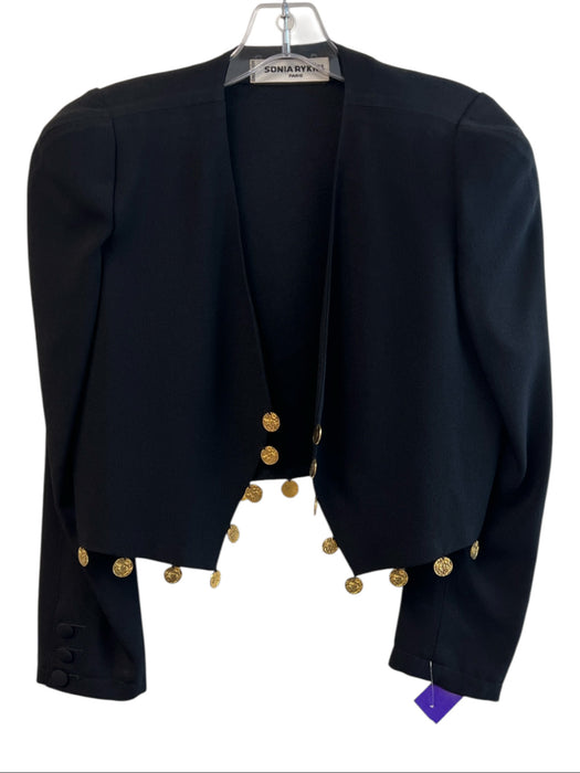 Sonia Rykiel Size 40 Black Acetate & Viscose Long Sleeve Shoulder Pads Jacket Black / 40