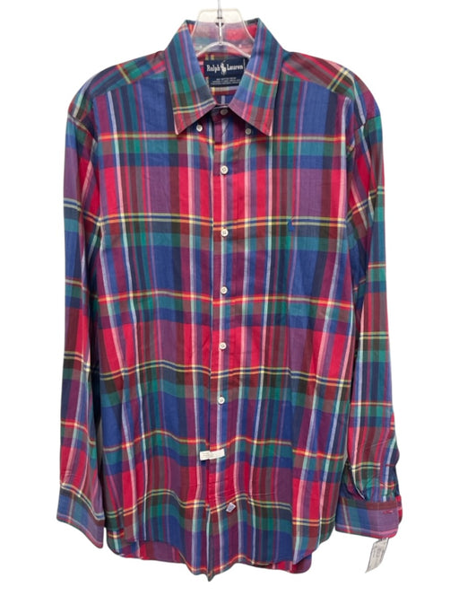 Ralph Lauren Size L Red & Multi Cotton Plaid Button Down Men's Long Sleeve Shirt Red & Multi / L