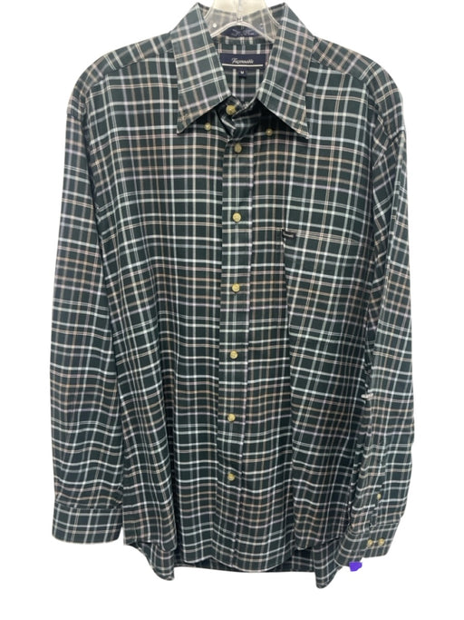 Facconable Size M Green & Multi Cotton Plaid Button up Men's Long Sleeve Shirt Green & Multi / M