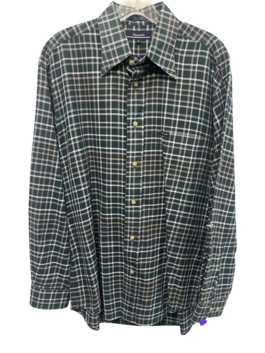 Facconable Size M Green & Multi Cotton Plaid Button up Men's Long Sleeve Shirt Green & Multi / M