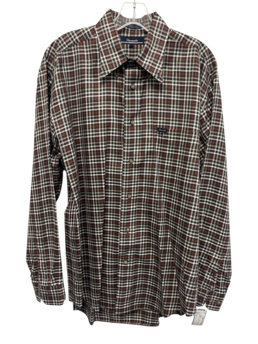 Facconable Size M Blue & Multi Cotton Plaid Button up Men's Long Sleeve Shirt Blue & Multi / M