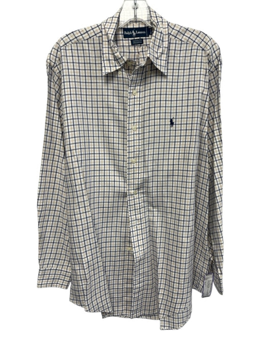 Ralph Lauren Size 15.5 White & Multi Cotton Plaid Button Down Long Sleeve Shirt White & Multi / 15.5