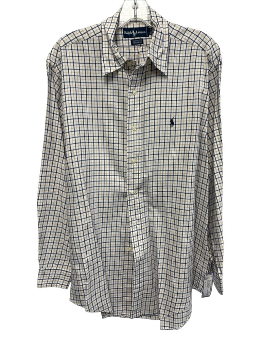 Ralph Lauren Size 15.5 White & Multi Cotton Plaid Button Down Long Sleeve Shirt White & Multi / 15.5