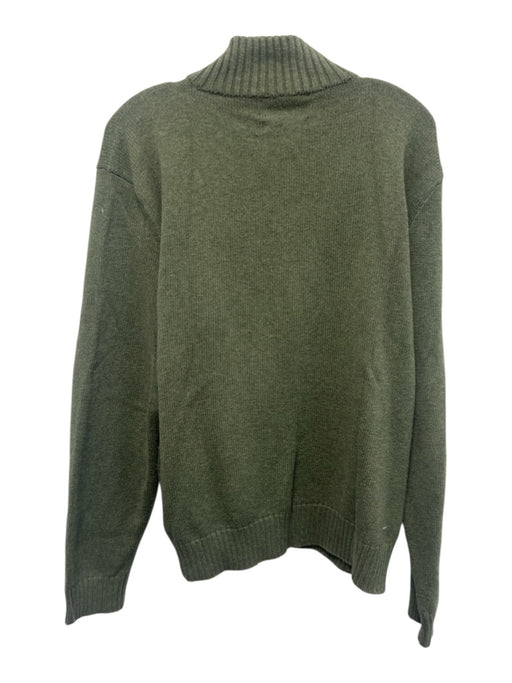 Polo Size L Olive Green Cotton Solid Quarter Zip Men's Sweater Olive Green / L