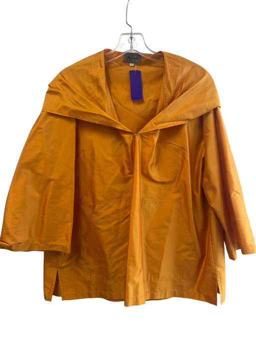 Zina Size 1 Clementine Orange Silk Long Sleeve Pockets V Neck Side Slits Top Clementine Orange / 1