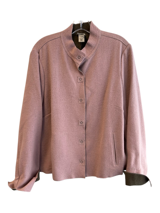 Sigrid Olsen Sport Size L Pink & Green Wool Blend Button Down Round Neck Jacket Pink & Green / L