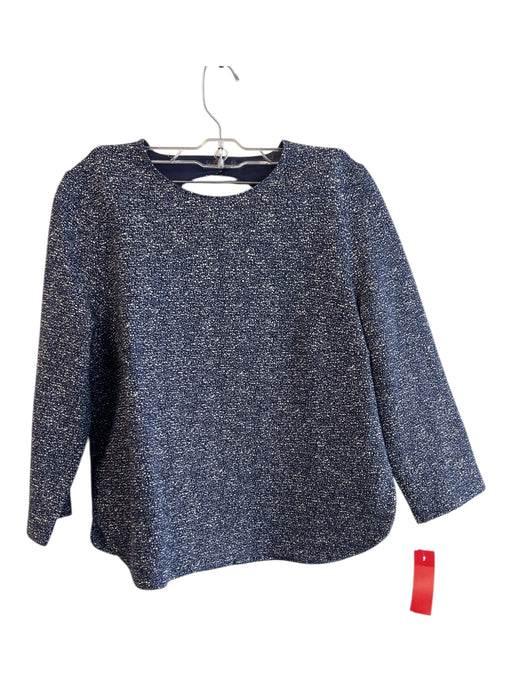 Akris Size 10 Navy Blue & White Baumwolle Blend Round Neck Back Button Skirt Set Navy Blue & White / 10