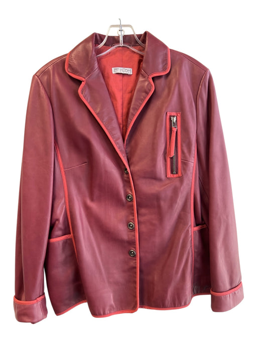 Kushi Size L Maroon & Red Polyester Blend V Neck Side Pocket Button Down Jacket Maroon & Red / L