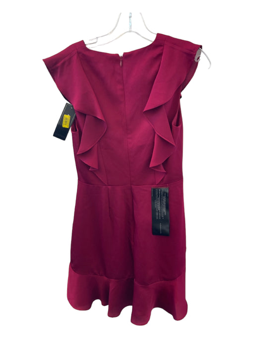 BCBG Maxazria Size 4 Oxblood Polyester Midi V Neck Ruffle Detail Evening Dress Oxblood / 4