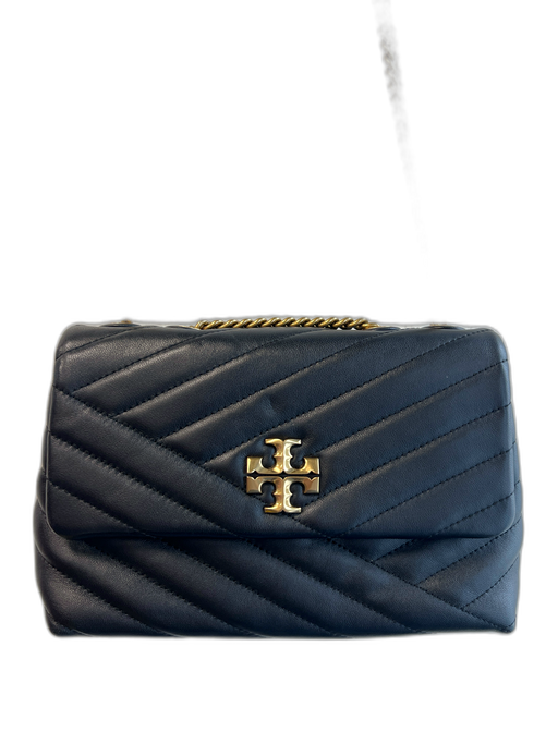 Tory Burch Black Leather envelope flap Quilted Detail Gold Hardware Bag Black / Small