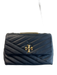 Tory Burch Black Leather envelope flap Quilted Detail Gold Hardware Bag Black / Small