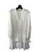 Ulla Johnson Size 4 White Cotton Swiss Dots V Neck Drop Waist Tiered Skirt Dress White / 4
