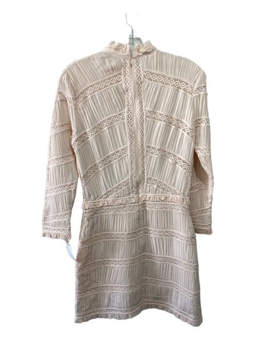 Ulla Johnson Size 6 Pale Pink Silk Pintuck Crochet Lace Back Zip Dress Pale Pink / 6