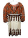 Johanne Ortiz Size 6 Orange & Brown Cotton Paisley 1/2 Puff Sleeve Mini Dress Orange & Brown / 6