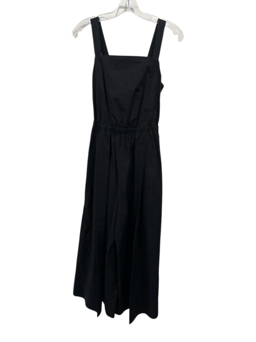COS Size 4 Black Cotton Blend Sleeveless Tie Back Elastic Waist Jumpsuit Black / 4