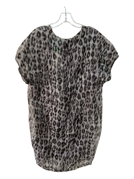 Christian Wijnants Size 38 Gray Silk Cheetah Sheer Round Neck short sleeve Dress Gray / 38