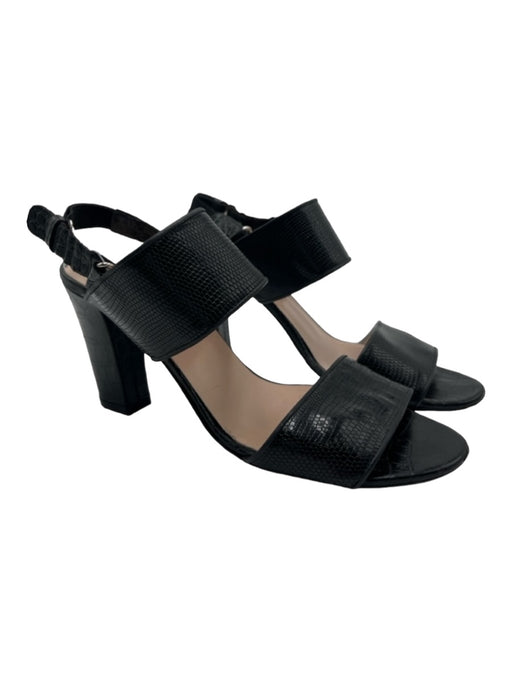 Dries Van Noten Shoe Size 38.5 Black Leather Ankle Strap Animal Embossed Pumps Black / 38.5