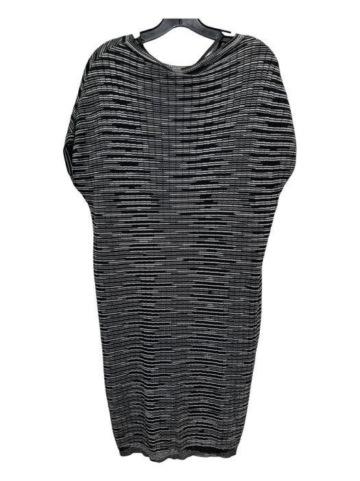 Missoni Size 42 Black & White Missing Fabric Striped Ribbed Cap Sleeve Dress Black & White / 42