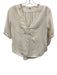 XiRENA Size XS White Cotton V Neck Short Sleeve Gauze 1/4 Button Top White / XS