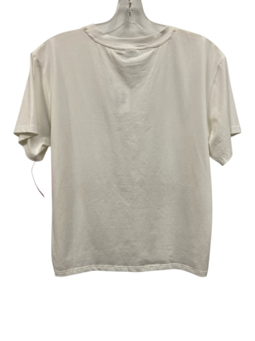 Queen of Sparkles Size M White Cotton Blend Sequined Cap Sleeve Top White / M