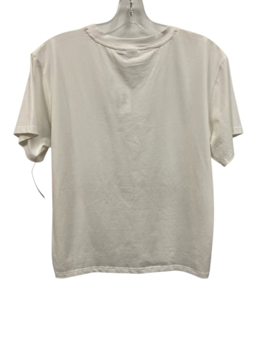 Queen of Sparkles Size M White Cotton Blend Sequined Cap Sleeve Top White / M