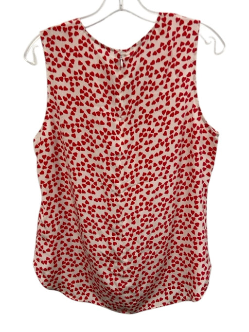 Equipment Femme Size M Red & White Silk Printed Sleeveless Zip Back Top Red & White / M