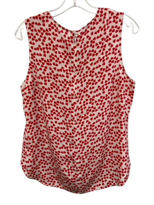 Equipment Femme Size M Red & White Silk Printed Sleeveless Zip Back Top Red & White / M