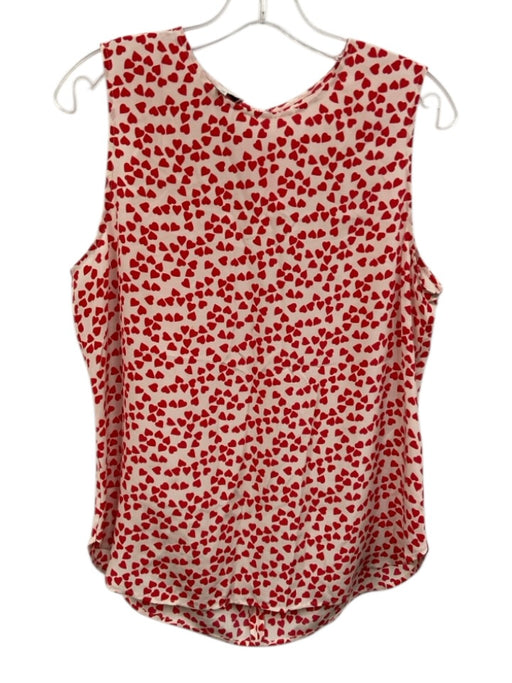 Equipment Femme Size M Red & White Silk Printed Sleeveless Zip Back Top Red & White / M
