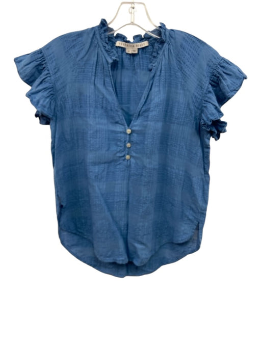 Veronica Beard Size XS Blue Cotton Blend V Neck Sleeveless Gauze Top Blue / XS