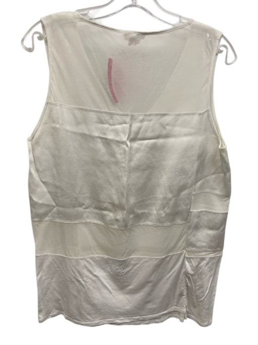 Helmut Lang Size M White Cotton Mesh Detail Sleeveless Top White / M