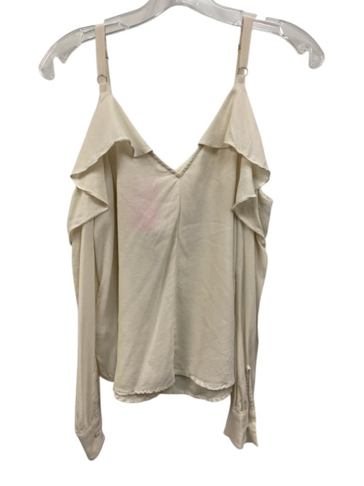 A.L.C. Size 8 Off White Silk Long Sleeve Adjustable Strap Crepe Ruffles Top Off White / 8