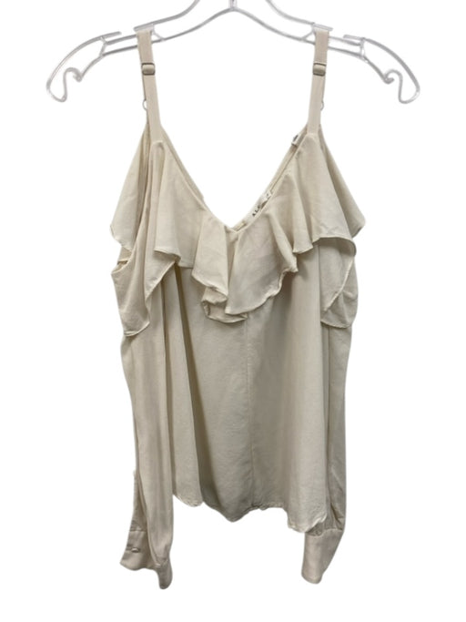 A.L.C. Size 8 Off White Silk Long Sleeve Adjustable Strap Crepe Ruffles Top Off White / 8