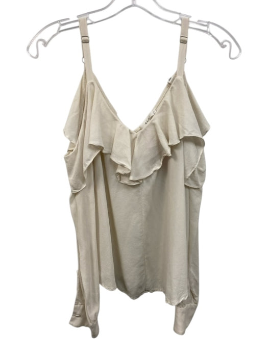 A.L.C. Size 8 Off White Silk Long Sleeve Adjustable Strap Crepe Ruffles Top Off White / 8